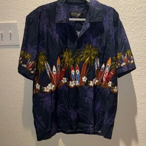 Favant Men's Navy Surfboard Print Casual Button Down Shirt